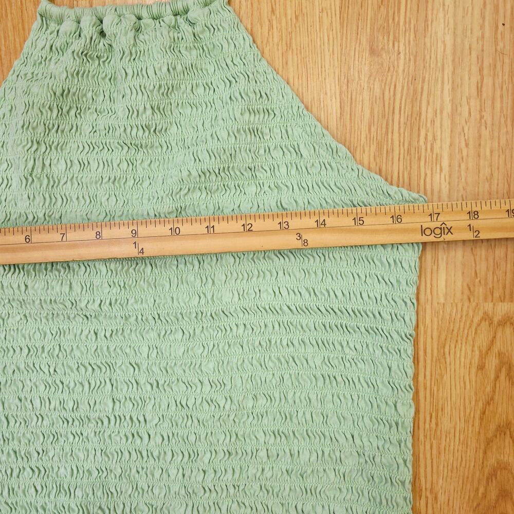 Old Navy Halter Top XL 1X Sage Green Smocked Stretch Y2K Retro Boho Festival - Picture 10 of 11